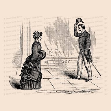 An old-fashioned illustration of a gentleman reacting with surprise.
