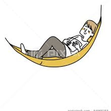 A person resting during a short nap in a hammock