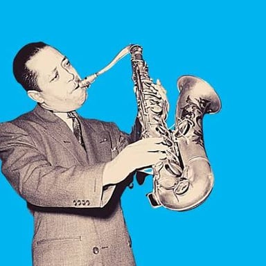 Jazz saxophonist Lester Young with a tenor saxophone.