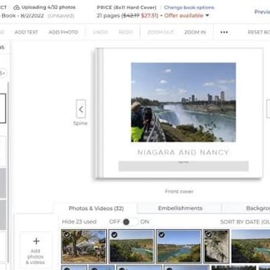 A photo-upload screen for a photo-printing service