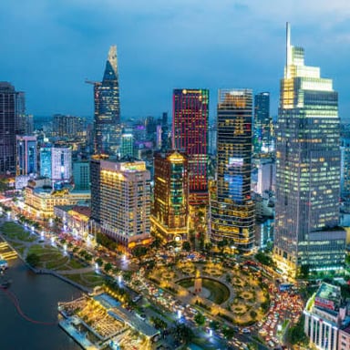 A view of Ho Chi Minh City, Vietnam, a major commercial center formerly known as Saigon.