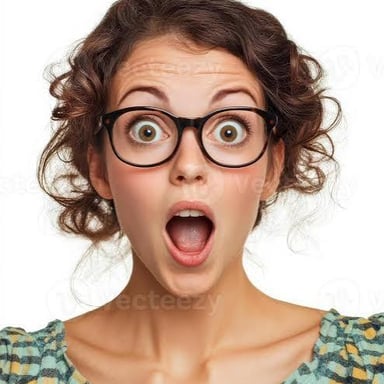A person with a wide-eyed, startled expression.