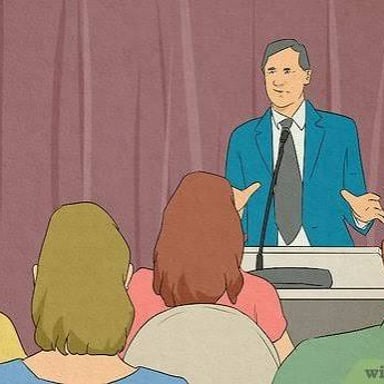 A speaker publicly recognizing and thanking someone