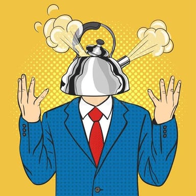 An illustration of a visibly angry person trying to contain their emotions.