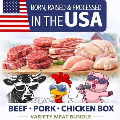 Examples of meat, including beef, pork, and poultry.