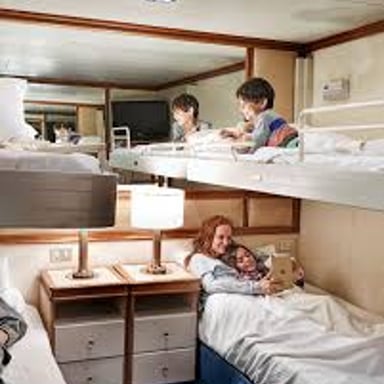 A passenger cabin aboard a cruise ship.