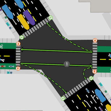A city map showing streets crossing avenues.