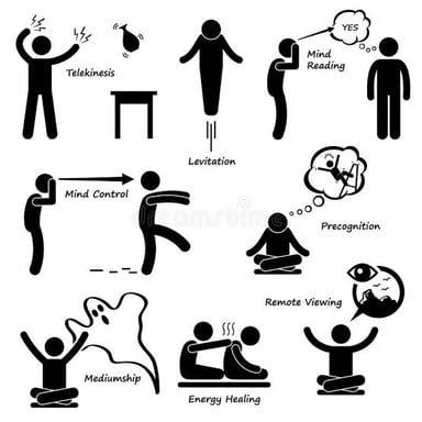A symbolic illustration of one person apparently communicating a thought to another.