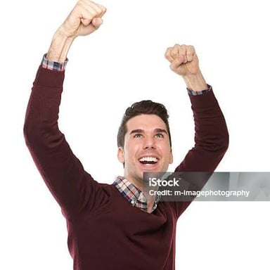 A person raising their arms in a joyful cheer.