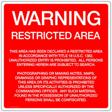 A warning sign intended to discourage people from entering.