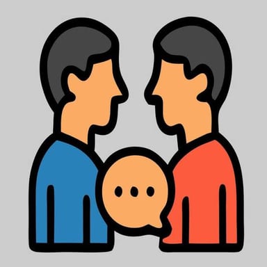 Two people talking and expressing agreement.