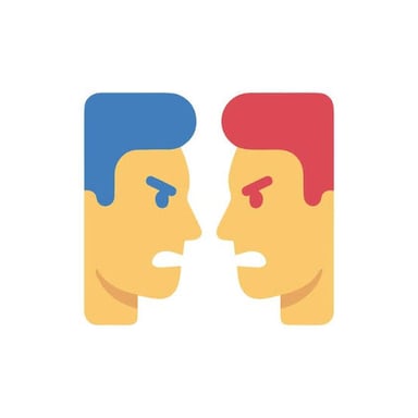 Two people arguing face to face, illustrating the phrase “at it.”