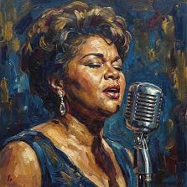 Singer Etta James performing or posing for a portrait.