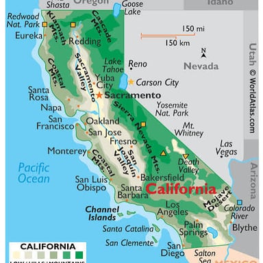 A map outlining California on the U.S. West Coast.