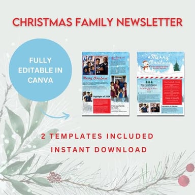 A holiday greeting card accompanied by a printed family update.