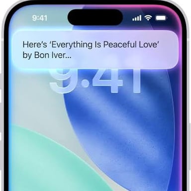An iPhone displaying the Siri voice assistant interface