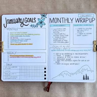 A notebook page listing goals and plans.