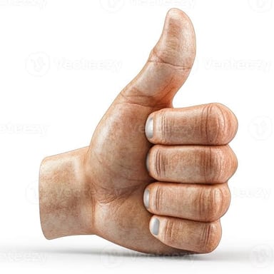 A raised thumb making a familiar gesture of approval.