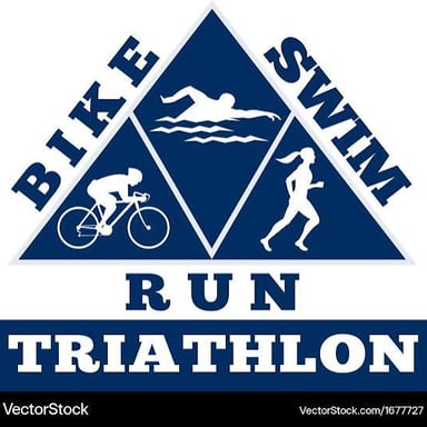 A simple visual sequence showing swimming, cycling, and running in a triathlon