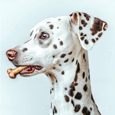 A black spot on the pale coat of a Dalmatian.