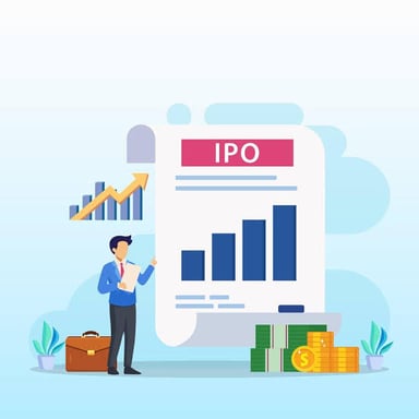 A stock-market illustration representing a company going public