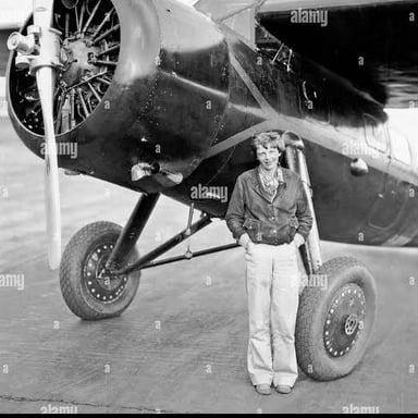 Amelia Earhart, the pioneering aviator known for her solo transatlantic flight.