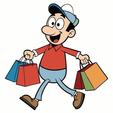 A shopper carrying several shopping bags