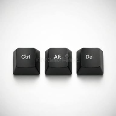A keyboard with the Ctrl, Alt, and Delete keys visible.