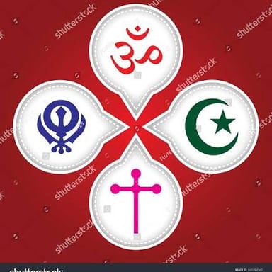 A collection of religious symbols representing different belief systems