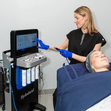 A skincare treatment being performed at a spa