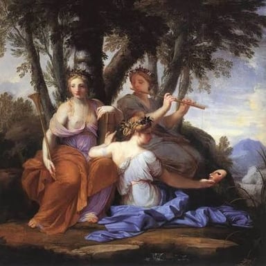 A classical depiction of the Muses, figures associated with artistic inspiration.