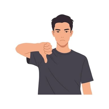 A person showing disapproval with a skeptical expression