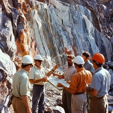 A geologist studies exposed layers of rock to learn about Earth's structure and history.