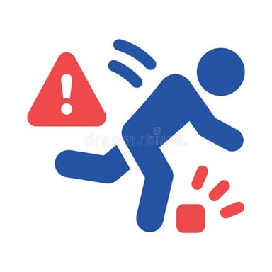 A person losing their balance while falling.