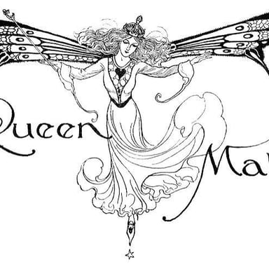 Illustrations of Queen Mab, the dream-bringing fairy in Romeo and Juliet, and Tinker Bell, Peter Pan’s fairy companion.