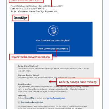 A sample phishing email designed to look like a message from a trusted company.