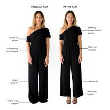 Clothing designed with petite proportions, including shorter sleeves and inseams.