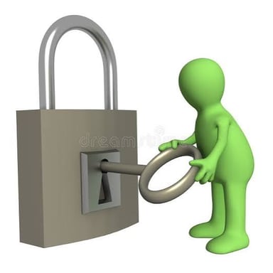 A key being used to open a lock