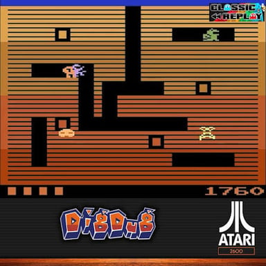 A screenshot of the Dig Dug arcade game showing underground tunnels