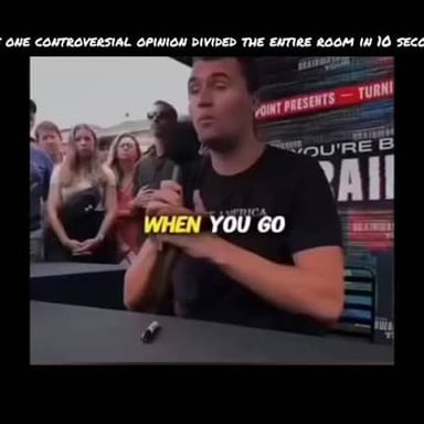 A person energetically making a debatable point in a group discussion.