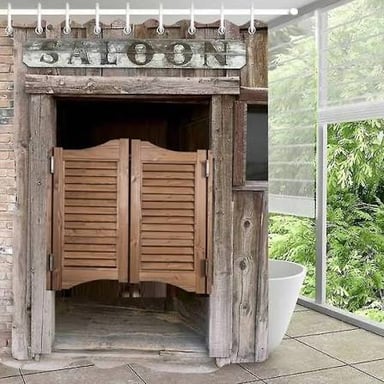 A Western-style saloon entrance with swinging doors.