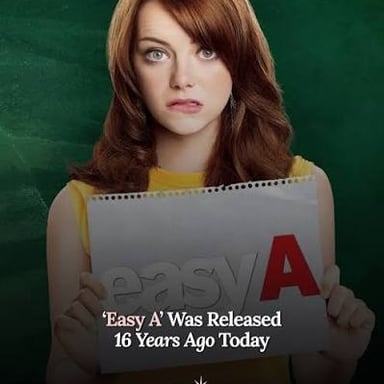 Promotional poster for Easy A, the 2010 teen comedy starring Emma Stone.
