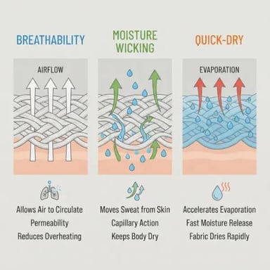 Dry and damp fabric shown side by side to illustrate which is drier.