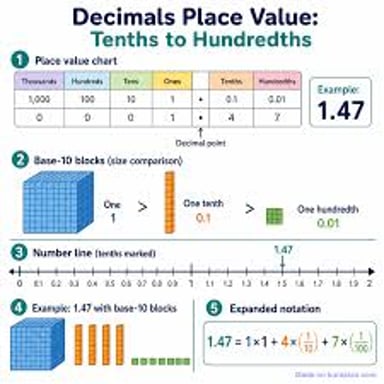 A place-value diagram labeling the tenths position to the right of a decimal point.