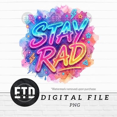 The word “RAD” displayed prominently to represent slang meaning excellent.