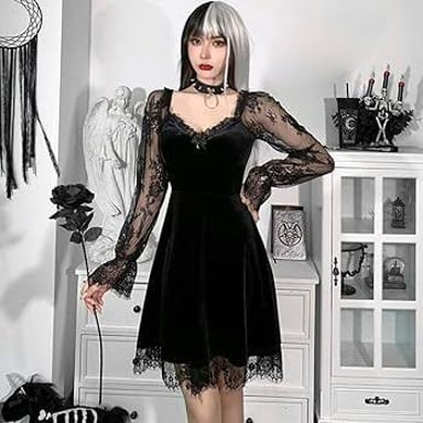 Person wearing a black Goth fashion outfit