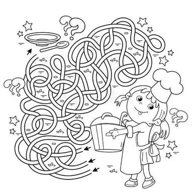 A printed maze puzzle for children