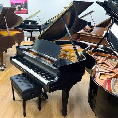 Grand pianos made by Steinway & Sons and Yamaha.