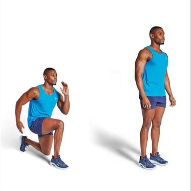 A person performing a forward lunge