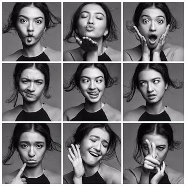 An actor conveying strong emotion with an expressive gesture.